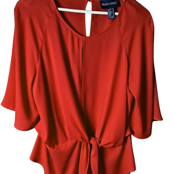 Frank Lyman Design Red Crepe Blouse with back zip - Picture 5 of 5